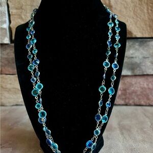 Kirk’s Folly Elegant Blue and Green silver tone necklace